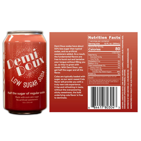 Demi Doux Low Sugar Soda 16-pack) - Low Sugar Soft Drink, No Artificial Sweeteners (Mixed Flavors