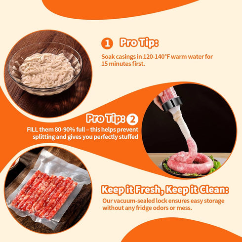 30mm 15m/49ft,1 HAIKISS Collagen Sausage Casing,HALAL Edible Drying Sausage Casings for Hot Dog,Breakfast Sausage