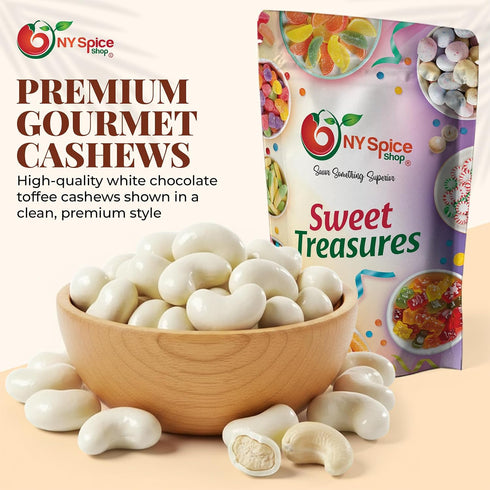 1 NY Spice Shop White Chocolate Covered Cashews - Pound Candy Coated Cashew - Trail Mix White Chocolate Sweet Nut