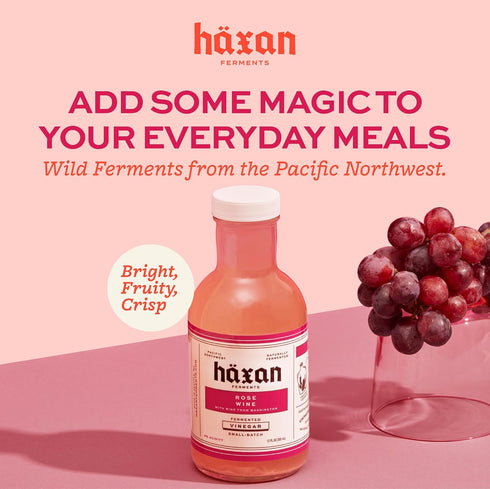 (12 Oz) 5% Haxan Ferments Ros Wine Vinegar Fl Acidity Raw, Unpasteurized Living Vinegar Crafted from Premium Washington