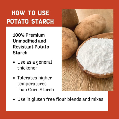 40 Pack 1 Judee's Unmodified Potato Starch - Starch Powder for Cooking & Breading - Flour Substitute for Gluten Free