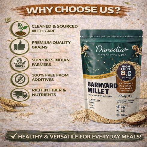 (950g) 2 lbs 100% Danodia Foods Barnyard Millet | Rich in Protein, Fiber, Vitamins | Non-GMO, Gluten Free Diet, Low GI
