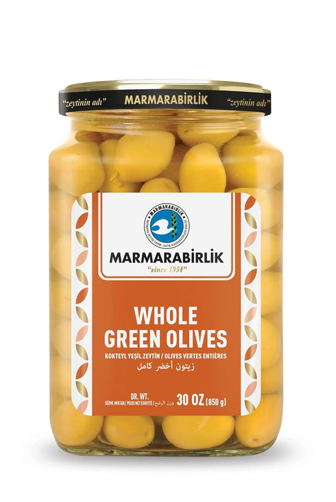 Marmarabirlik, Green Olives, Turkish Whole Olive, Gourmet Mediterranean Flavor, Healthy Snack Food,