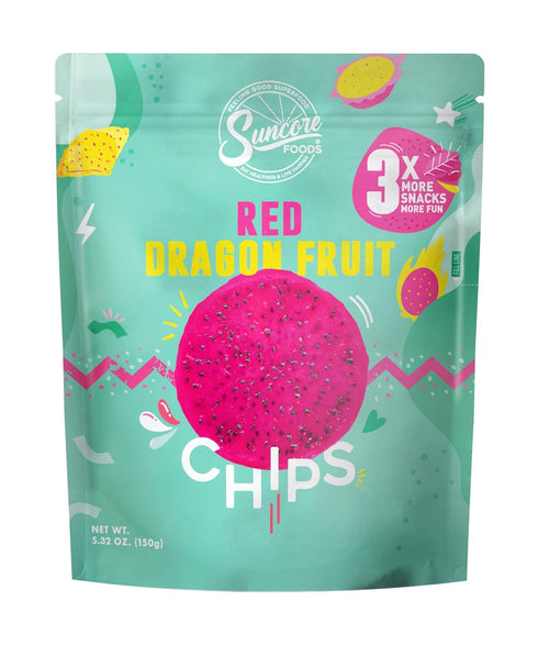 Suncore Foods Red Dragon Fruit Chips & Snacks, Gluten Free, Non-GMO, 5.32oz (1 Pack)
