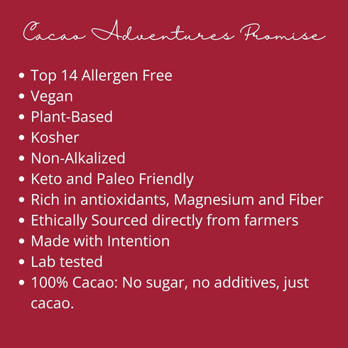 100% 8 oz Cacao Adventures Ceremonial Cacao | Sacred Valley Peru Pure Raw |Dairy Free & Vegan | Unsweetened | Ethically