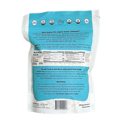 Pack 3-Pack Farm to Table Foods Organic Oatmeal Variety High-Protein, Plant-Based, Unsweetened, Non-GMO (Apple Raisin
