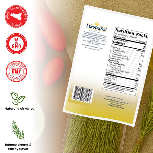 1.4 oz (40 Whole Rosemary Bunch, g), Rosemary Stems, Fresh Grown in the Mountains of Sicily, Italian, Sicilian Dried