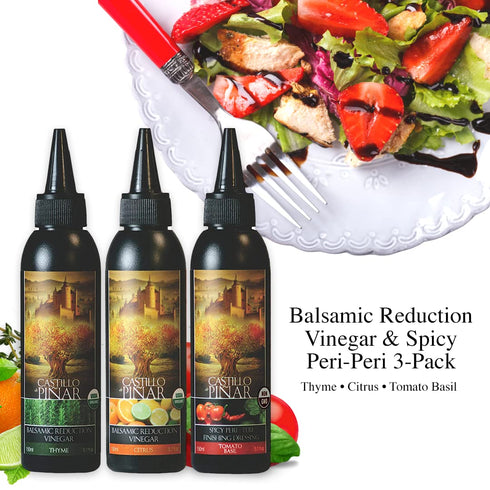 (150ml), (150ml) (150ml) 3-Pack Thyme Balsamic Reduced Vinegar Citrus Balsamic Reduced Vinegar and Tomato & Basil Spicy