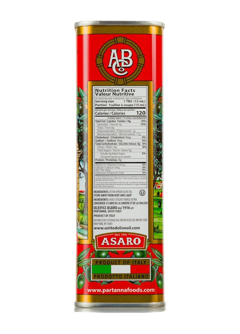 16.9oz (500ml) Partanna Robust Extra Virgin Olive Oil - Premium Castelvetrano Olive Oil - Harvested in Sicily - Pure