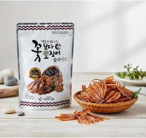 LENITH 1.06 oz (30g), 5 Counts Sliced Dried Squid Snack, Chewy & Tender, Lightly Sea Salt Seasoned Seafood Snack