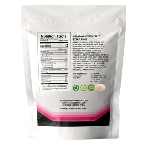 2.5 lbs 100% Mayan's Secret - Himalayan Pink Salt Extra Fine Grain | Natural Pink Himalayan Sea Salt | Organic Pink