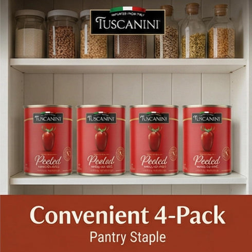 14.1 oz (4 Pack) 100% Tuscanini Italian Whole Peeled Tomatoes, | Italian Canned Tomatoes | Delicious Taste | Perfect