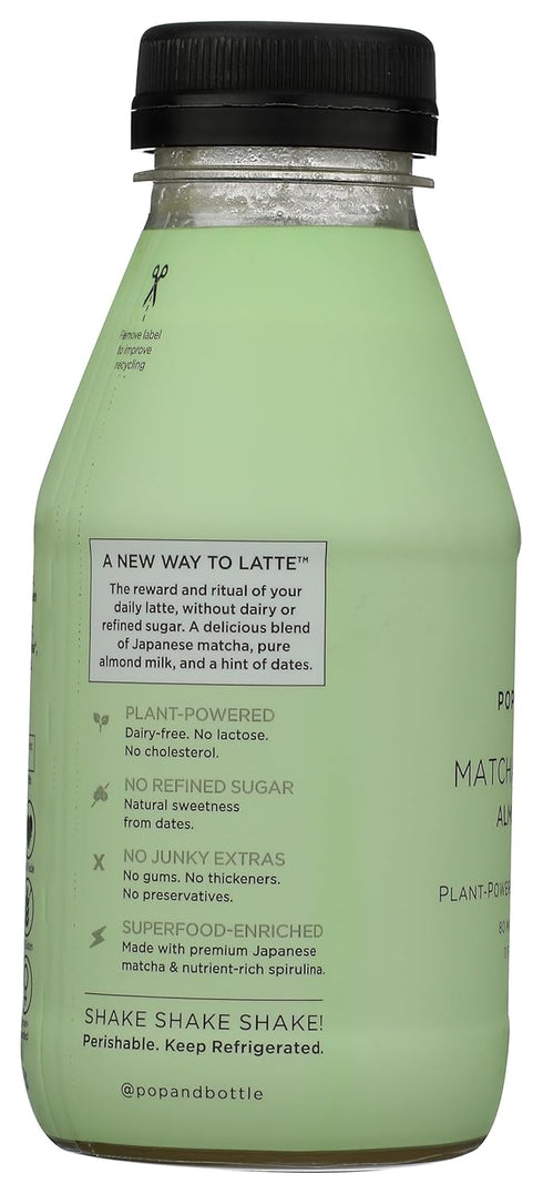 11 Oz Pop And Bottle, Lattee Almond Milk Matcha Green Tea Organic, Fl