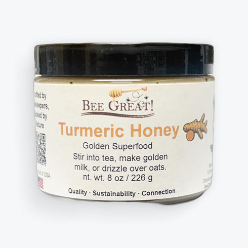 Bee Great Turmeric Honey, Raw Honey with Turmeric, Warm Earthy Flavor, Golden Milk &