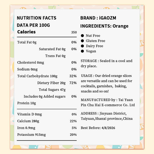 iGAOZM Cocktails,3.52oz/100g,No Dried Orange Slices,Dehydrated Oranges Slices For Sugar Added No Additives,Dried Citrus