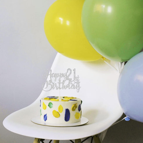 Silver Glitter 21st Birthday Cake Topper, 21st Party Decoration