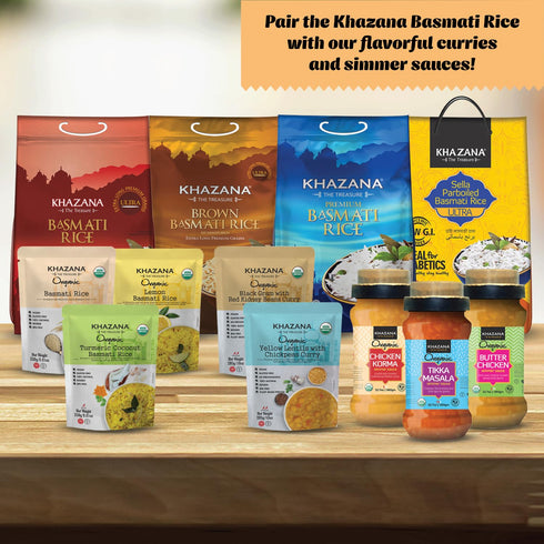 (1-Pack, 8.8oz) 90 Khazana Organic Basmati Rice - Ready to Heat - Authentic, Aromatic & Flavorful Indian Grain