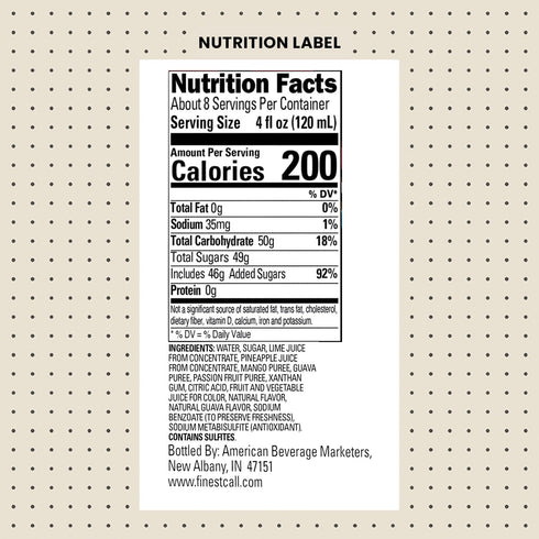 1 (33.8 Oz), Pack 3 Finest Call Premium Tropical Fruit Puree, Liter Bottle Fl