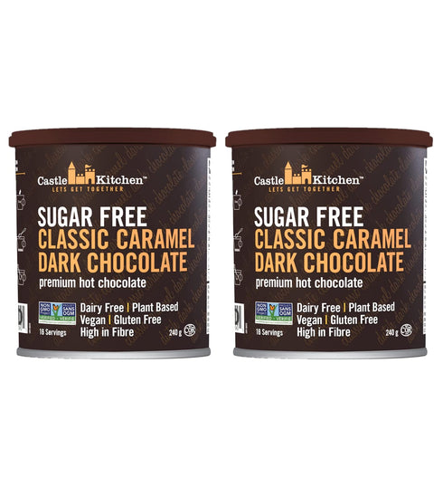 Castle Kitchen Sugar Free Caramel Dark Hot Chocolate (2 Pack) Premium Plant