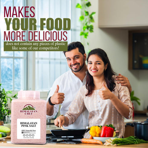 Jar-5 lbs Himalayan Chef Himalayan Cooking Pink Salt, Pink Salt Fine Grain, All-Natural & Organic Salt, Plastic