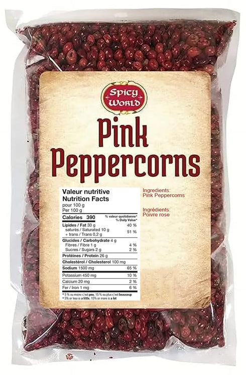 Spicy World Whole Pink Peppercorns, 1.75Oz Bag - Premium Quality, Vegan, Steam Sterilized