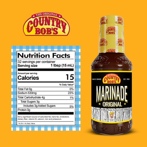 Country 18oz Bob's Original Marinade Sauce - Grill Masters Secret for Meat, Poultry, Veggies & Pork, Gluten-Free