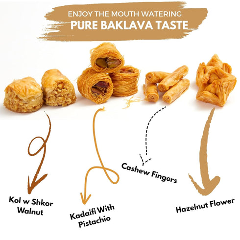 8.5oz, Cerez Pazari Baklava Pastry Baklava Gift Box with Rich Pistachios, Walnuts, Hazelnuts and Cashews, Halal Shatila