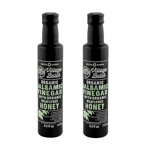 VILLAGE BATCH Balsamic Vinegar Organic With Raw Organic Wildflower Honey Greek Dressing