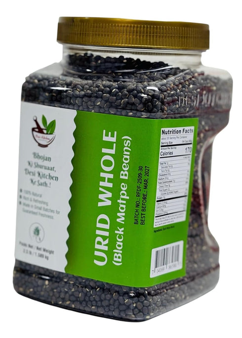 DESI KITCHEN AUTHENTIC INDIAN PRODUCTS 3.5lb (1.59 Desi Kitchen Urid Whole kg) | Black Matpe Beans | Premium Whole