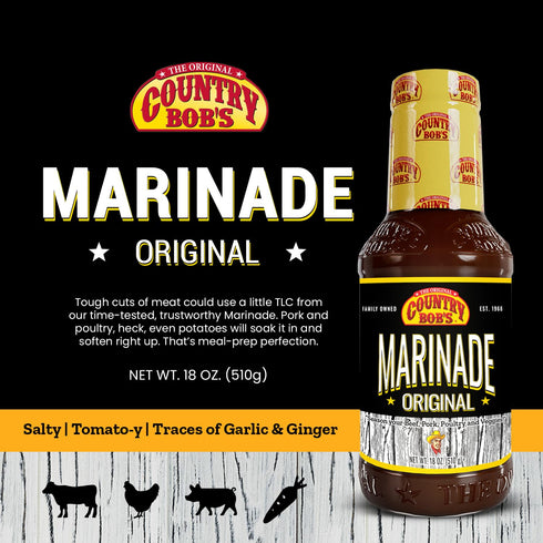 Country 18oz Bob's Original Marinade Sauce - Grill Masters Secret for Meat, Poultry, Veggies & Pork, Gluten-Free