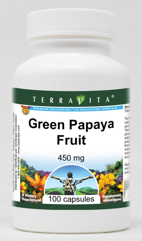 Terravita Green Papaya Fruit - 450 mg (100 Capsules, ZIN: 521062)