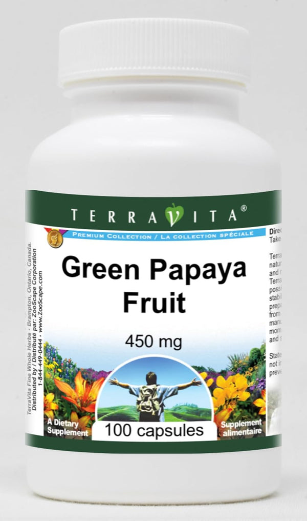 Terravita Green Papaya Fruit - 450 mg (100 Capsules, ZIN: 521062)