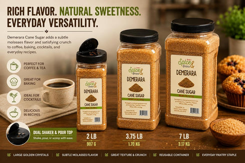 3.75 lb Demerara Cane Sugar | Raw Cane Sugar Crystals for Coffee, Tea, Baking & Cocktails | Large Golden Sugar Crystals