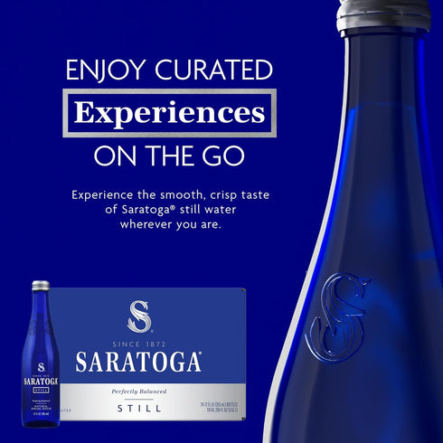 24 Pack 12 Oz Saratoga Spring Water Bottles, Still Bottled Water - Glass Bottles - Fl
