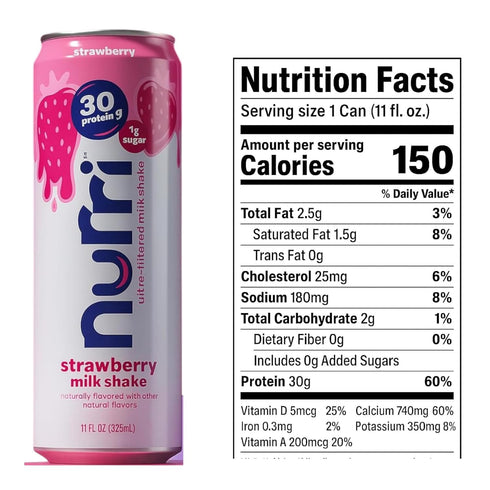 Taste Valley 3 Count 9 Count Nurri Ultra Filtered Milk Shake, (Vanilla, Stawbery, Chocolate) Total