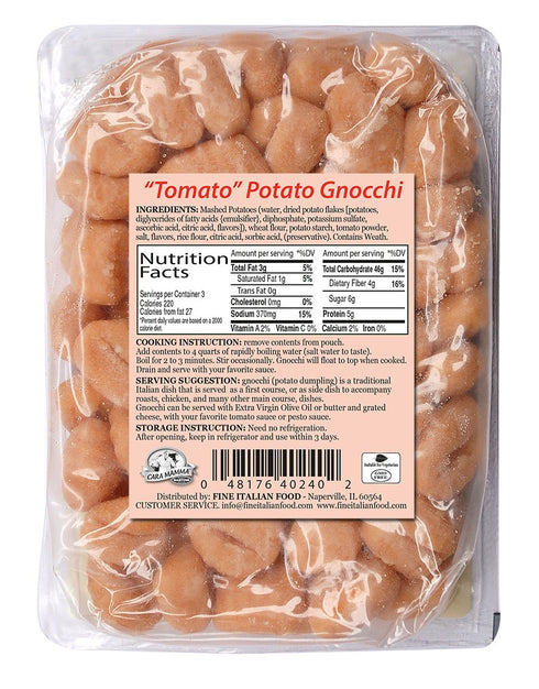 1 lb Packs (Pack 6) Mantova Sundried Tomato Potato Gnocchi, of - Imported from Italy - Soft Potato Dumplings