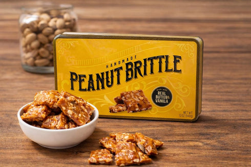 Generic Pack 1, 12 oz Handmade Peanut Brittle Candy of Tins Classic Crunchy Peanut Toffee Snack Made with Real Butter