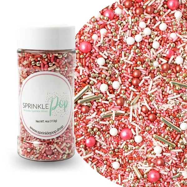 Sprinkle Pop Vintage Rose Gold Sprinkle Mix, Blush White Rose Gold Sprinkles for Decorating Cakes, 4oz