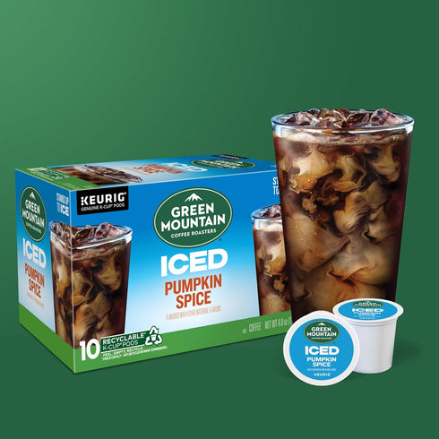 60 Count (6 Packs 10) Green Mountain Coffee Roasters ICED Pumpkin Spice, Single Serve Keurig K-Cup Pods, Flavored Ice