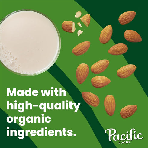 32 oz (Pack 5) Pacific Foods Original Organic Almond Milk, Plant Based Milk, Carton