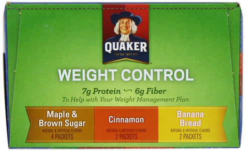 Pack, 8 Packets ,12.6 (Pack 4) Quaker Instant Oatmeal Weight Control, Variety Breakfast Cereal, Per Box Ounce