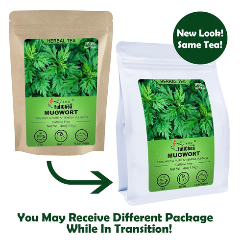 FullChea 100% Pure Natural Dried Mugwort Herb Loose Leaf - 4oz/114g - Superior Sulfur-free Non-GMO Caffeine-free Tea