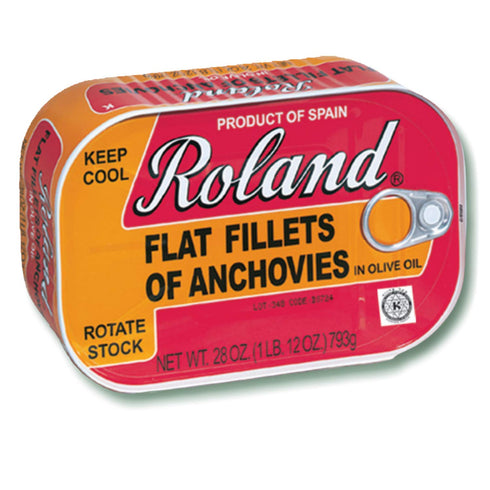 Roland Foods Flat Anchovy Fillets Packed in Olive Oil, Wild Caught from
