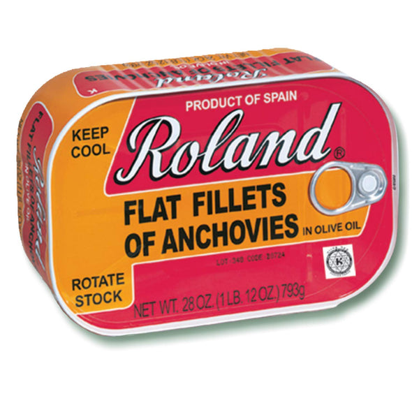 Roland Foods Flat Anchovy Fillets Packed in Olive Oil, Wild Caught from