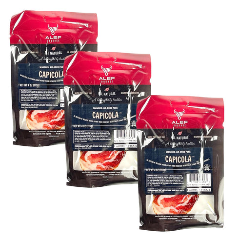 Alef Sausage Alef Capicola Seasoned Air Dried Pork 4 oz (3 Pack) - Delicious