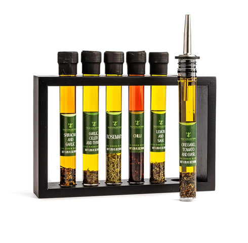 TILZ COLLECTION Set -6x40ml set, Set Tilz Infused Olive Oil Gift Flavoured, Cooking Oil/Bread dipping oils gift |Basil