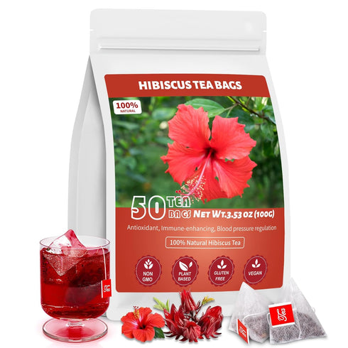 Oryvox Hibiscus Tea Bags, 100% Natural Hibiscus Flowers Herbal High Blood Pressure Tea