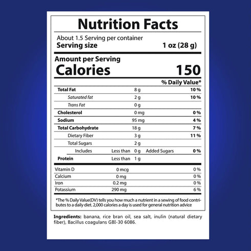 1 x6 Banana Chips Sea Salt Healthy Chips - Billion Probiotics healthy snacks for adults and kids, Gluten free Vegan