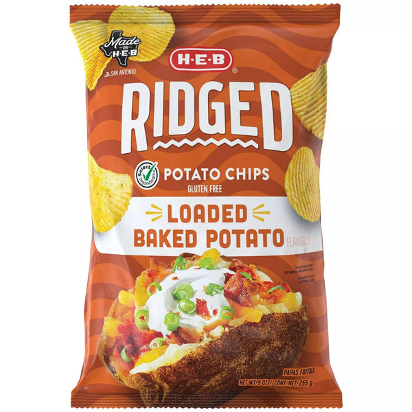 Generic HEB Ridged Potato Chips Loaded Baked Potato 9 oz 2 Bags
