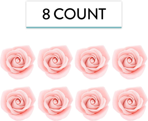 2 Inch, 8 Count Global Sugar Art Peace Rose Sugar Cake Flowers Pink by Chef Alan Tetreault